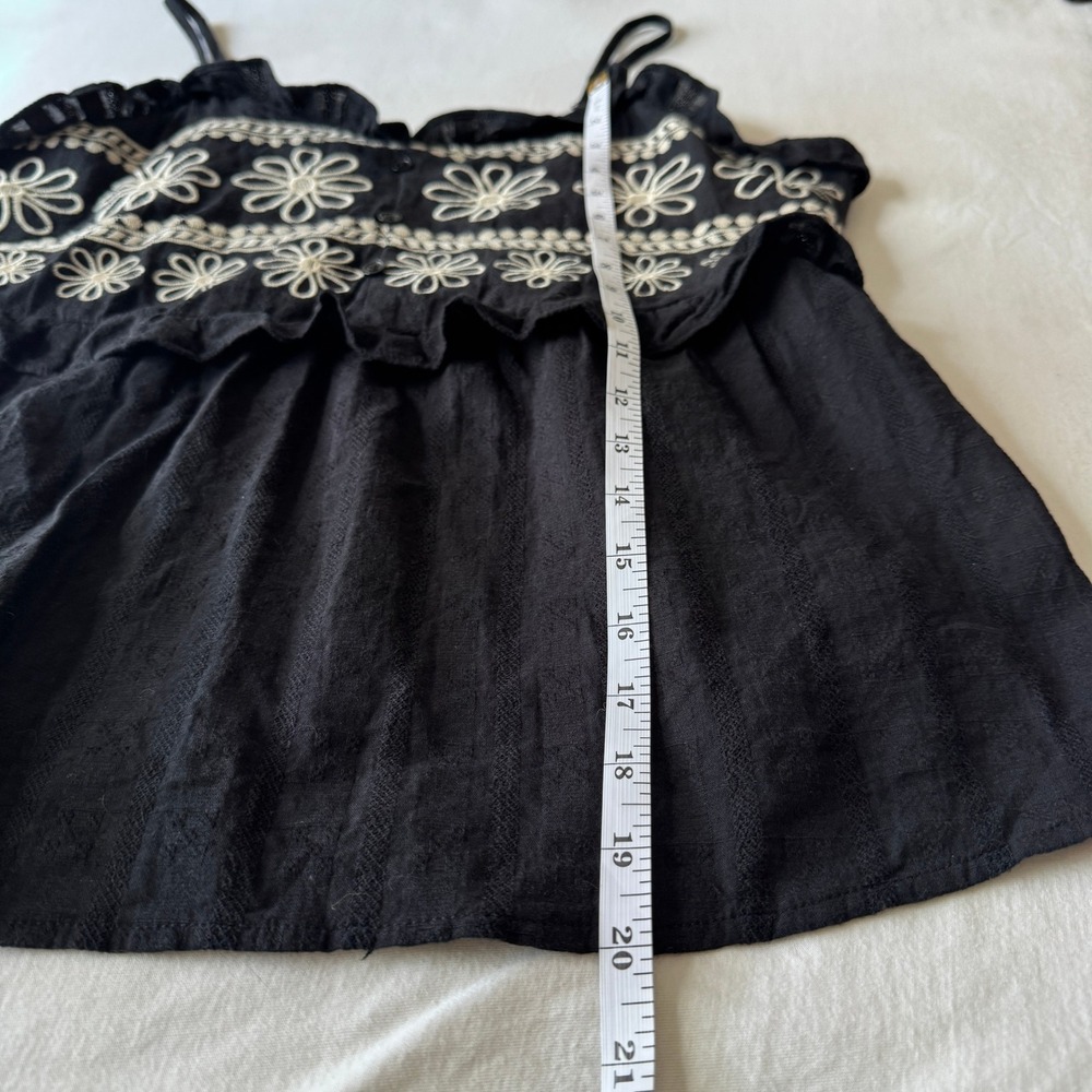 Floral Embroidered Cotton Babydoll Peplum Cami Top L Ruffle Boho Cottagecore - Picture 4 of 8
